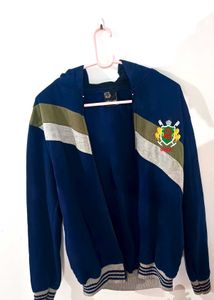 Men's Blue Striped Zip-Up Hoodie