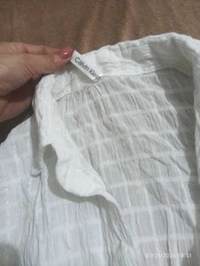 Crisp White Textured Button-Up Shirt