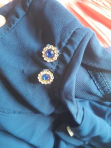 Chic Blue Top &amp; Pink Pleated Skirt Set