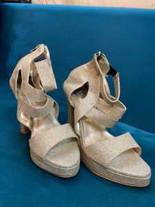 Sparkling Silver Platform Heels