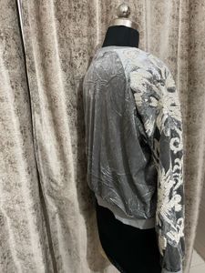 IMPORTED grey sequin pattern top