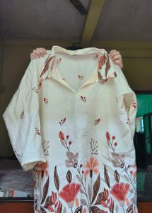 Cream Floral Print Kurta set