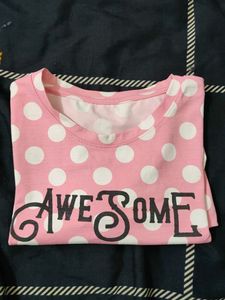 Pink Polka Dot "Awesome" T-Shirt