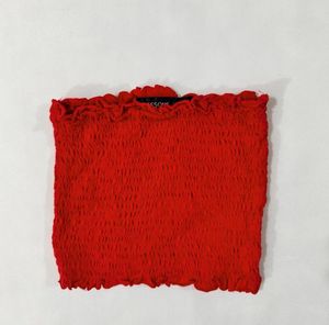 Red Smocked Tube Top