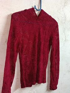 Girl's Partywear See-through Knit Top Hoodie