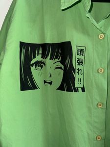 Anime Graphic Print Oversized Shirt