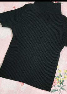 Ribbed Knit Polo Top
