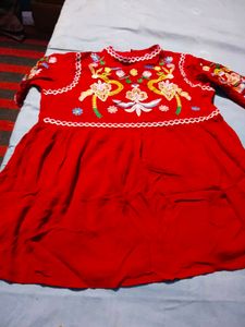 Red Embroidered top