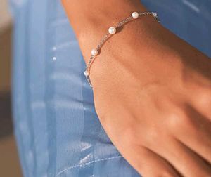 Elegant Pearl Chain Bracelet 925 silver