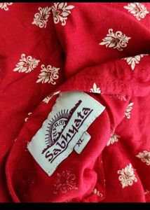 Red Printed Tunic with Tassels
