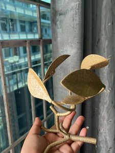 Sparkling Gold Leaf Branch Decor