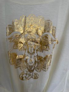 Gold Elephant Graphic Tie-Front Top