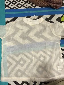 Sheer White Crew Neck T-Shirt