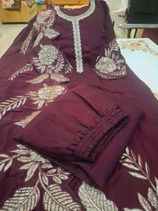 Elegant Embroidered Maroon Kurta Sets