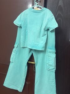 Aqua Blue Stone wash  Co ord Set