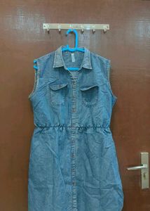 Sleeveless Denim Shirt Dress
