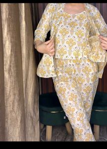Elegant Printed Kurta Set with blazer