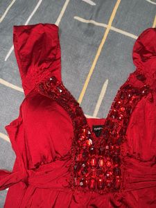 red embedded mini dress