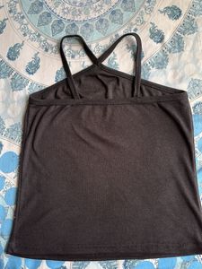 Black Halter Neck Top With Criss Cross Straps