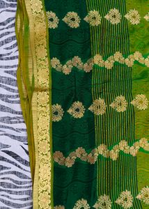 gold and green colour saree