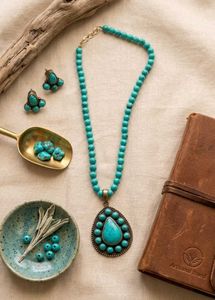 Turquoise Beaded Necklace & Earring Set