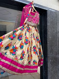 Vibrant Floral Print Lehenga Choli Set