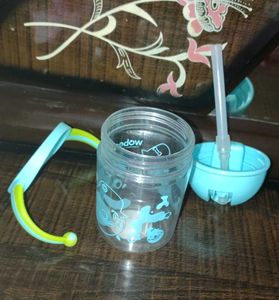 Blue Sipper Cup with Handle and Straw