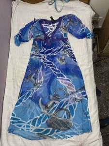 Bohemian Blue Anchor Print Beaach swim dress