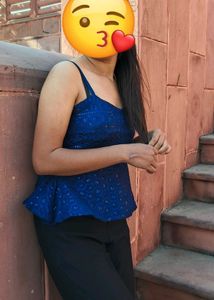 Blue Smocked Camisole Top