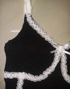 Black Lace Trim Camisole Top