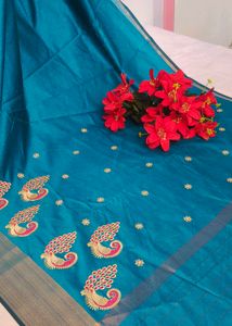 Feroza Embroidered Peacock Saree Zaree Patta