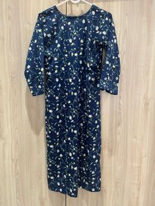 Navy Blue Floral Print Kurta