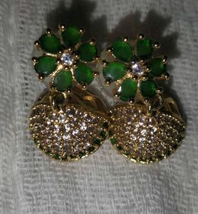 💚Gold Tone Heart Pendant Necklace &amp; Earrings Set