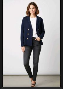 Navy Blue Double-Breasted Blazer