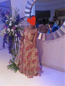 Golden Ethnic Gown With Dupatta
