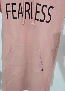 Pink Hoodie Dress with "FEARLESS" Graphic