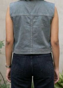 Vintage Grey Denim Sleeveless Vest