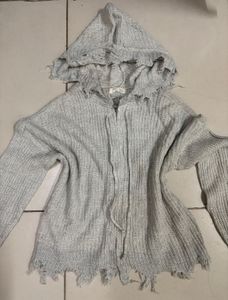 Distressed Knit Hoodie