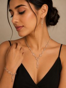 Elegant Crystal Necklace, Bracelet & Earring Set