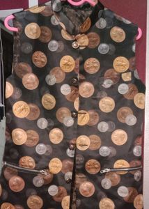 Waistcoat in Unique Coin Print Nehru Jacke
