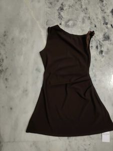 Chic Brown One-Shoulder Mini Dress