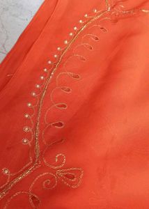 royal rajputi old time .Orange Embroidered Saree