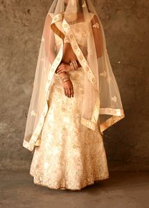 Elegant Cream Embroidered Lehenga Choli