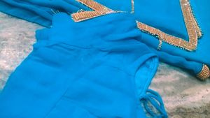 Vibrant Blue Saree with Sequins