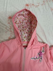 Pink Japanese puffer hoodie jacket for women