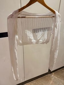 Sheer White Cropped Cardigan