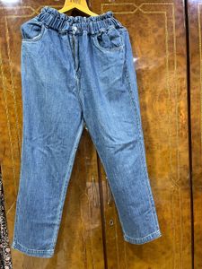 Blue Denim Jeans with Elastic Waist