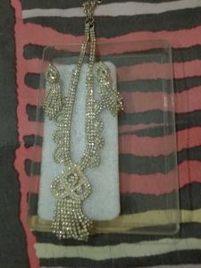 Rhinestone Necklace and Earring Set