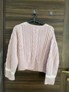 MIXXO Pink Cable-Knit V-Neck Sweater 🎀