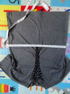 Grey Lace-Up T-Shirt